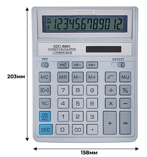Калькулятор настольный ПОЛНОРАЗМЕРНЫЙ CITIZEN бух. SDC-888XWH, 12 разр.Бел