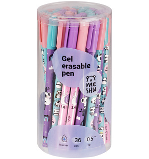 Ручка гелевая стираемая MESHU "Panda Team" синяя, 0,5мм, корпус ассорти