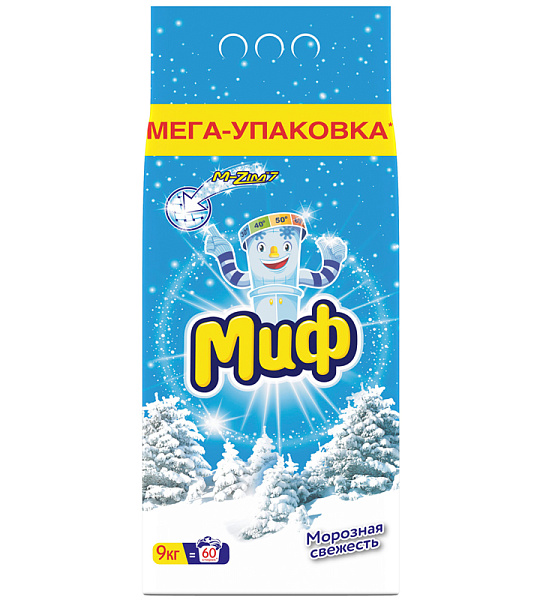 Порошок для машинной стирки Миф "Морозная свежесть", 9кг