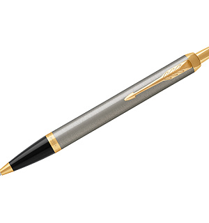 Ручка шариковая Parker "IM Brushed Metal GT" синяя, 1,0мм, кнопочн., подарочная упаковка