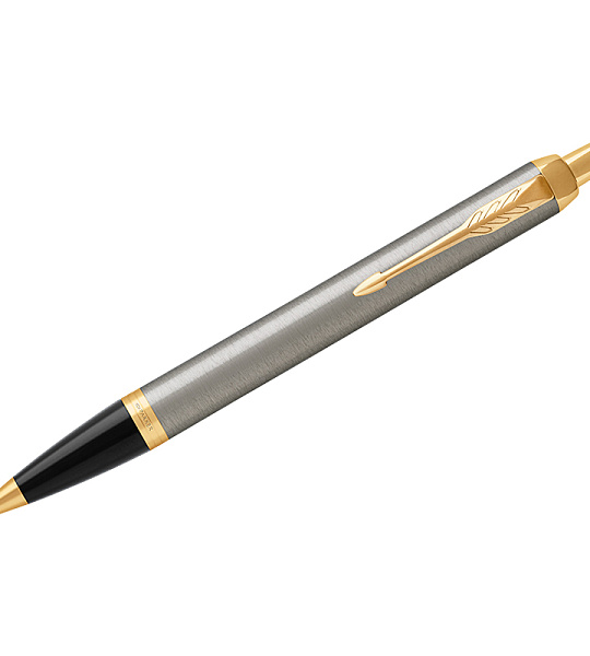 Ручка шариковая Parker "IM Brushed Metal GT" синяя, 1,0мм, кнопочн., подарочная упаковка