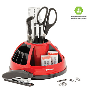 Настольный органайзер Berlingo "BR", 9 предметов, вращающийся, черный/красный