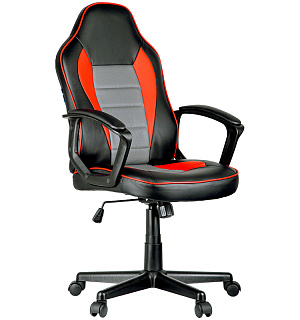 Кресло игровое Helmi HL-S08 "Rally", экокожа черная/серая/красная