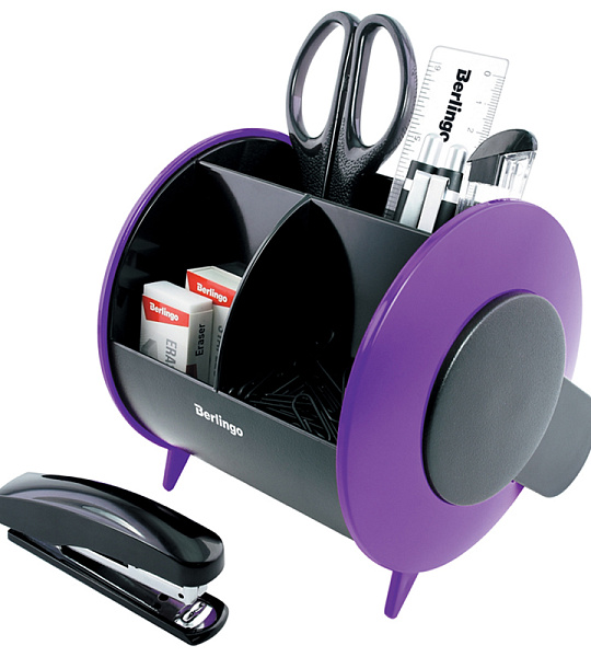 Настольный органайзер Berlingo "Satellite", 9 предметов, черно-фиолетовый