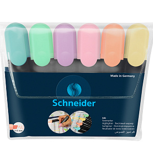 Набор текстовыделителей Schneider "Job" 06цв., пастельные ассорти, 1-5мм, прозрачный чехол