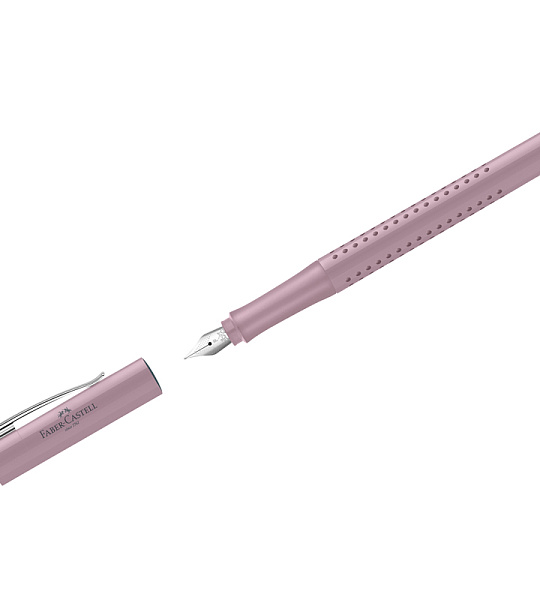 Ручка перьевая Faber-Castell "Grip 2010" синяя, F=0,6мм, трехгран., дымчато-розовый корпус