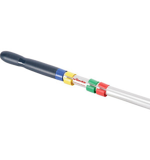 Черенок для уборочного инвентаря 150 см, без резьбы, 4 цветных кольца, ТИП B (d = 2,5 см), алюминий, VILEDA