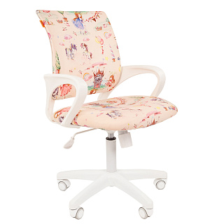 Кресло детское Chairman Kids 103, PL белый, ткань велюр, принцесса, механизм качания спинки