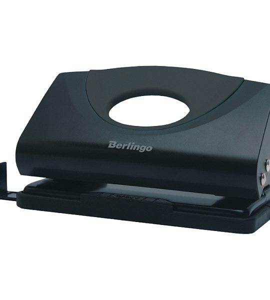 Дырокол Berlingo "Office Soft" 10л., пластиковый, черный, с линейкой