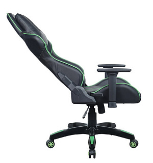 Кресло компьютерное BRABIX "GT Carbon GM-120", две подушки, экокожа, черное/зеленое, 531929