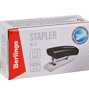 Мини-степлер №10 Berlingo "Blitz" до 10л., пластиковый корпус, черный