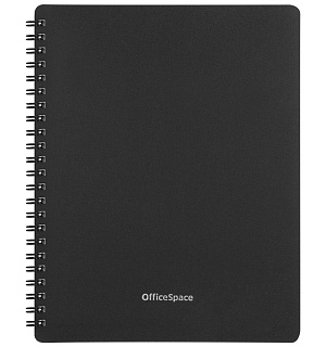Тетрадь 60л. А5 клетка на гребне OfficeSpace "Base", пластиковая обложка, черная