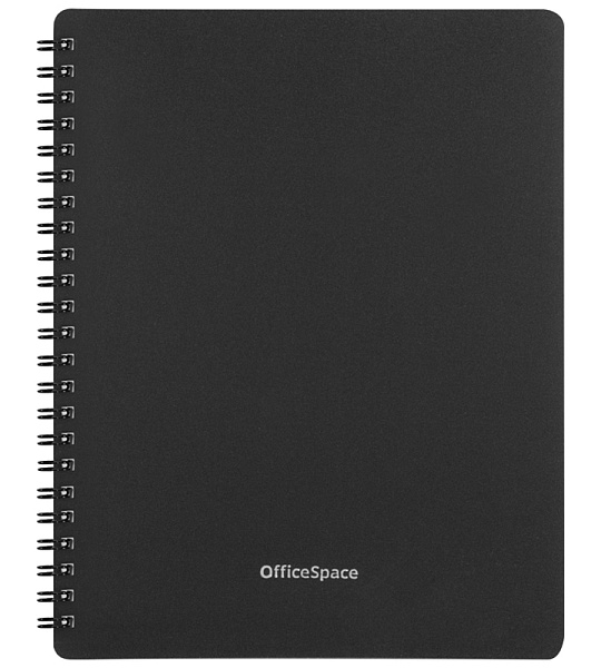 Тетрадь 60л. А5 клетка на гребне OfficeSpace "Base", пластиковая обложка, черная