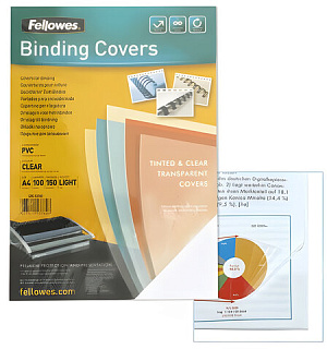 Обложки пластиковые для переплета А4, КОМПЛЕКТ 100 шт., 150 мкм, прозрачные, FELLOWES, FS-53760