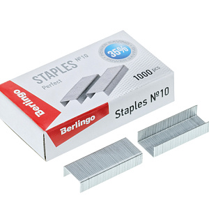 Скобы для степлера №10 Berlingo "Perfect", оцинкованные, 1000шт., энергосберегающие