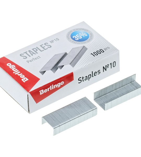 Скобы для степлера №10 Berlingo "Perfect", оцинкованные, 1000шт., энергосберегающие
