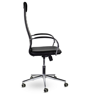 Кресло офисное BRABIX "Pilot EX-610 CH" premium, хром, кожзам, черное, 532418