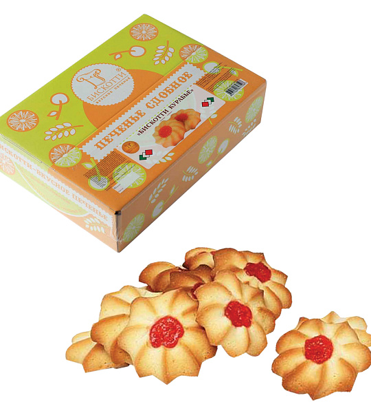 Печенье БИСКОТТИ (Россия) "Курабье", сдобное, 675 г, картонная коробка