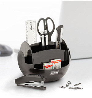 Настольный органайзер Berlingo "FR", 9 предметов, вращающийся, черный