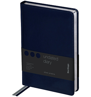 Ежедневник недатир. A5, 160л., кожзам, Berlingo "Silver Pristine", серебр. срез, синий