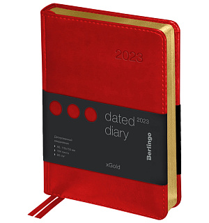 Ежедневник датированный 2023г., А6, 184л., кожзам, Berlingo "xGold", зол. срез, красный