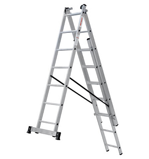 Лестница-трансформер 3-х секционная 3х7 ступеней, 3х1,9 м, высота 4,5 м, нагрузка 150 кг, алюминий, НОВАЯ ВЫСОТА, 1230307