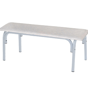 Банкетка без спинки Астрид БМ 9/1, 980*450*415, каркас алюмин. муар светло-серый, кожзам светло-серый К-05