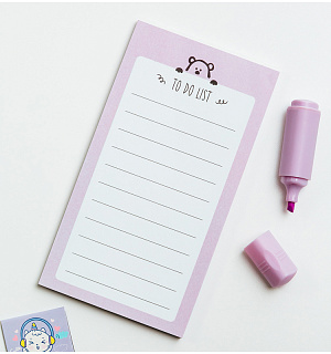 Блок для записей (To Do list) MESHU "Dew" 8,0*15,0см, 50л., pink dreams, на склейке