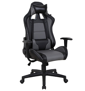 Кресло компьютерное BRABIX "GT Racer GM-100", две подушки, экокожа, черное/серое, 531926