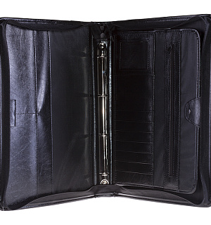 Папка деловая OfficeSpace "Astra" имп. кожзам, на молнии, кольц. зажим, с ручкой