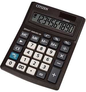Калькулятор настольный CITIZEN BUSINESS LINE CMB1001BK, МАЛЫЙ (136x100 мм), 10 разрядов, двойное питание