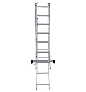 Лестница-трансформер 3-х секционная 3х7 ступеней, 3х1,9 м, высота 4,5 м, нагрузка 150 кг, алюминий, НОВАЯ ВЫСОТА, 1230307