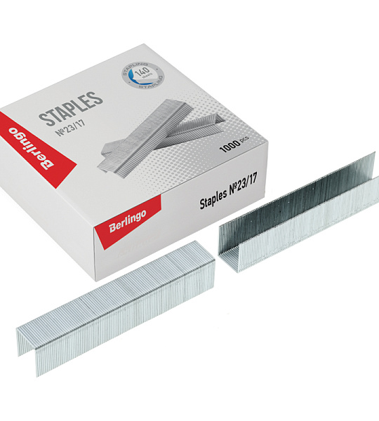 Скобы для степлера №23/17 Berlingo, оцинкованные, 1000шт.