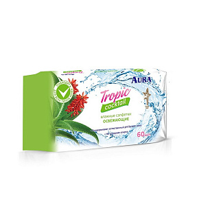 Салфетки влажные AURA TROPIC COCKTAIL 60шт.