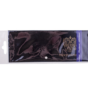 Обложка для удостоверения OfficeSpace черная, кожа тип 2, тиснение "Герб"