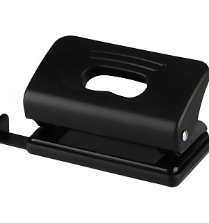 Дырокол OfficeSpace 10л., пластиковый, черный, с линейкой