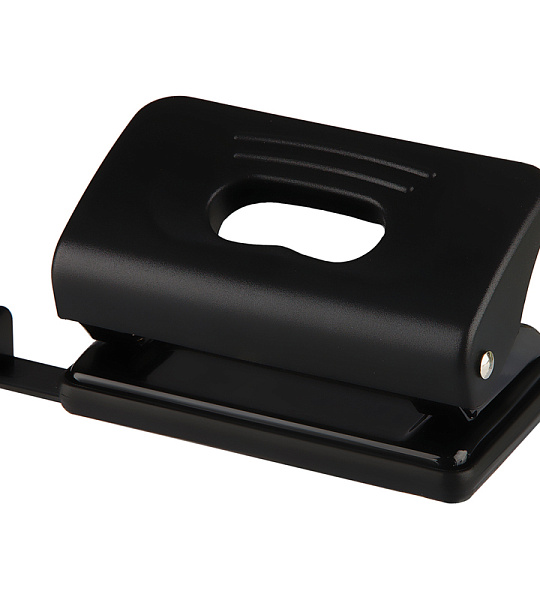 Дырокол OfficeSpace 10л., пластиковый, черный, с линейкой