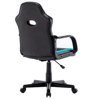 Кресло компьютерное "BRABIX Stripe GM-202", экокожа, черное/голубое, 532509