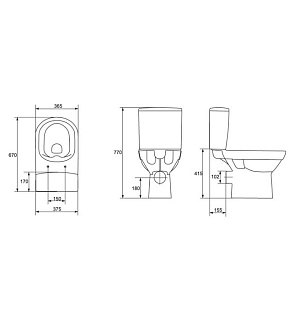 Унитаз компакт Cersanit CITY NEW CLEAN ON 011 3/5, дюр.slim, lift, e-off, цвет белый