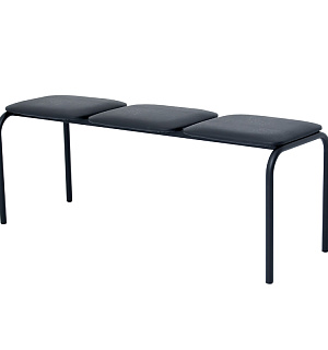 Банкетка без спинки Твист БМ 12, 3х секц., 1215*405*466, каркас черный муар, кожзам черный К-01