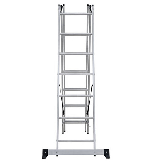 Лестница-трансформер 3-х секционная 3х7 ступеней, 3х1,9 м, высота 4,5 м, нагрузка 150 кг, алюминий, НОВАЯ ВЫСОТА, 1230307
