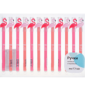 Ручка гелевая стираемая MESHU "Flamingo" синяя, 0,5мм, корпус ассорти