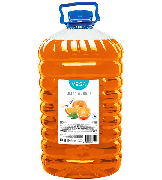 Мыло жидкое Vega "Апельсин", 5л, ПЭТ
