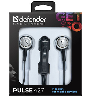 Наушники-вкладыши с микрофоном Defender "Pulse" 427, 1,2м, черный