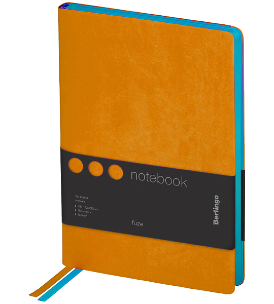 Записная книжка А5 80л., кожзам, Berlingo "Fuze", цветной срез, оранжевый