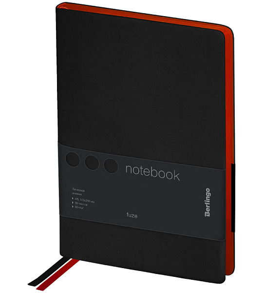 Записная книжка А5 80л., кожзам, Berlingo "Fuze", цветной срез, черный