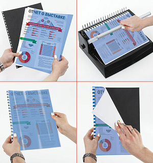 Обложки пластиковые для переплета, А4, КОМПЛЕКТ 100 шт., 150 мкм, прозрачно-синие, BRAUBERG, 530826