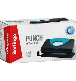 Дырокол Berlingo "Office Soft" 10л., пластиковый, ассорти, с линейкой