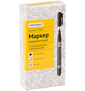 Маркер перманентный OfficeSpace черный, тонкий металл. наконечник, 0,5мм