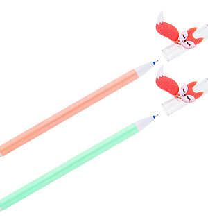 Ручка гелевая стираемая MESHU "Сute Fox" синяя, 0,5мм, корпус ассорти